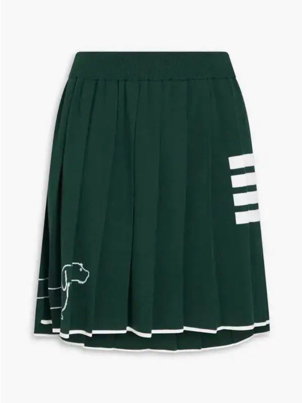 Thom Browne Green Wool Pleated Mini Skirt With 4-Bar Dog Hector Motifs - Picture 14 of 16